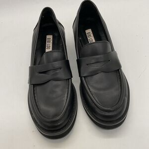BiBi Lou Women’s Black Leather Slip-On Loafer Flats Round Toe US 6 Std